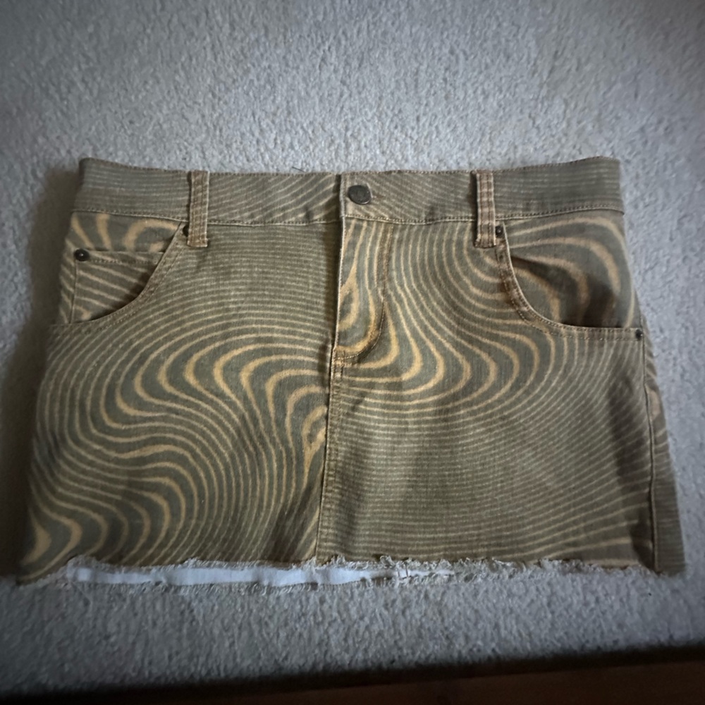 BDG Beige Striped Denim Skirt